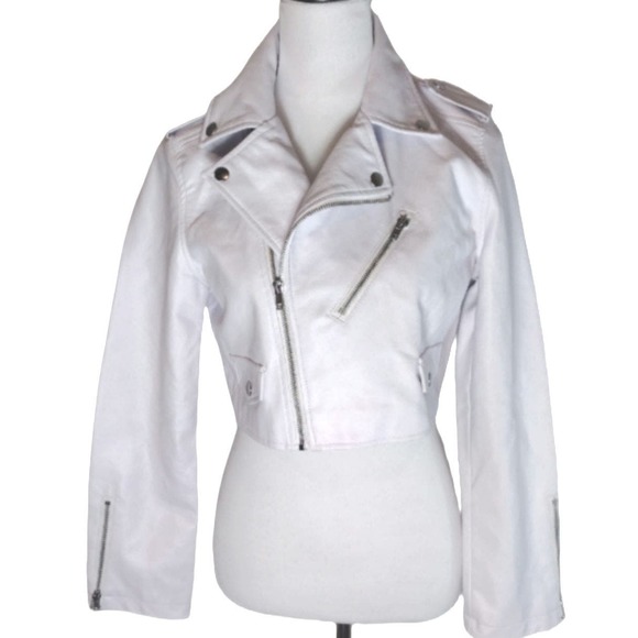 Chocolate U.S.A. Jackets & Blazers - Chocolate USA Women's Size Medium Cropped Faux Leather Biker Jacket NWT